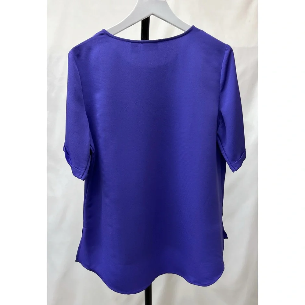 Chico's Purple Pullover High Low 3/4 Sleeve Blouse - Picture 7 of 14